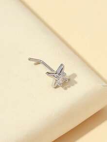 1 chiếc khuyên mũi bằng titan G23L màu trắng, kiểu dáng tinh tế. - Bạc - Xem 5