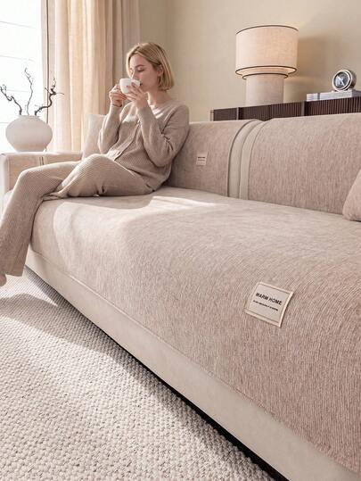 1件装四季通用提花雪尼尔沙发垫，简约现代风格，宠物友好，防污防滑沙发套，春秋季防刮沙发保护套，适用于L型组合沙发和1/2/3/4座沙发（单独出售）