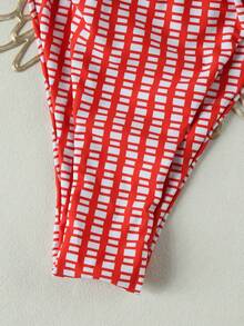 Women's New Plaid Print Twist Knot Strap Sexy Bikini Set Set, Suitable For Beach, Vacation, Date, Party In Spring/Summer - Multicolor - View 7