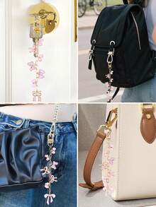 Kit de fabricación de llaveros con moño rosa, incluye colgante con moño rosa, broche de llavero, cadena de extensión, anillos de salto y alicates de joyería, kit creativo de manualidades y regalos de charms y joyería DIY - Kit para hacer llaveros (DIY) - Ver 5