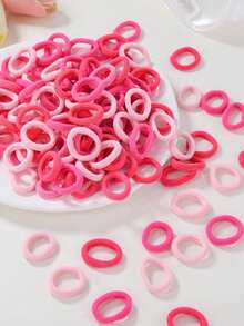840个粉色多功能发圈，可爱少女发绳，高弹耐用不伤发，侧刘海夹，简约发夹，BB夹，适合日常佩戴和返校季 - 粉色 - 查看 5