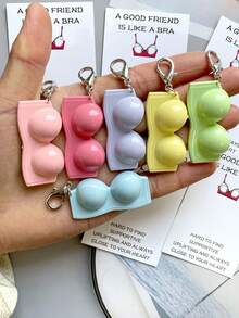1/6件装趣味胸罩钥匙扣，内含“好朋友就像胸罩”口袋拥抱卡，树脂材质，独特鼓励卡，全年以有趣积极的方式传递快乐——生日、毕业、返校，以及送给闺蜜的独特鼓励卡——独一无二的礼物 - 彩色 - 查看 6