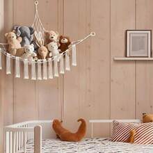 59 X 47 Inches Stuffed Animal Hammock Corner Net, Plushie Net For Stuffed Animals Corner Large, Cotton Hammock Holder For Home, Room, Wall, Bedroom Decor (White) - White-large - View 3