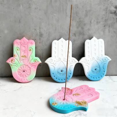 1pc Resin Palm Mold, 2-Cavity Brown Palm Handmade Aromatherapy Holder Tray Silicone Mold, Amulet Mold, For Epoxy Resin DIY Concrete Pendant Coaster Craft Decor