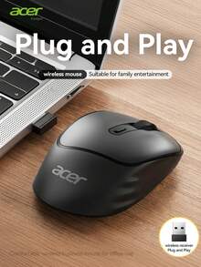 Acer OMR283 Wireless Mouse, 2.4GHz Ultra-Thin USB Wireless Mouse, USB Receiver, Optical Mouse, 6 Buttons, Auto Sleep Mode, Portable Mouse For Laptop, Desktop, PC - Black - View 3