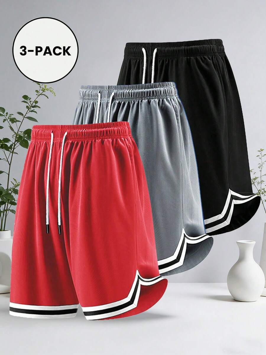 Bộ 3 quần short nam có dây rút ở eo, kiểu dáng thường ngày đa năng. - Nhiều màu - Xem 1