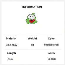 1枚《割绳子》Om Nom珐琅徽章，可爱绿色怪兽胸针，自我关爱徽章，金属胸针，时尚翻领徽章，背包衣服珠宝包别针，毕业礼物 - 彩色 - 查看 7