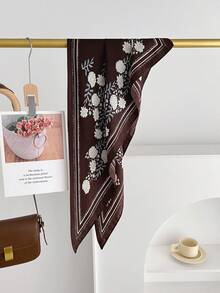 1 buc. Eșarfă elegantă din șifon din poliester cu imprimeu floral, potrivită pentru decorarea în toate anotimpurile - #2 Maro - Vizualizare 3