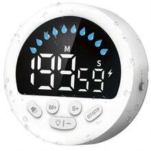 Waterproof Self-Discipline Timer With Suction Cup, Lanyard & Desktop Stand | Water Drop Countdown Display | Multi-Scene Reminder For Bathroom, Bedroom, Kitchen & Workout - White - View 10