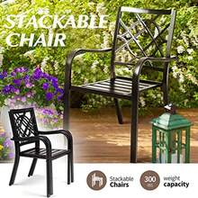 7 Pieces Patio Metal Furniture Outdoor Dining Set With 6 Stackable Bistro Chairs And 60'' X 37'' Rectangle Table With Umbrella Hole Black - 黑色 - 查看 6