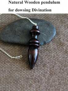 1个埃及胡桃木吊坠摆锤，用于占卜、寻水，天然木材，带链，见证冥想，灵性摆锤 X087 - Wood Pendulo - 查看 7