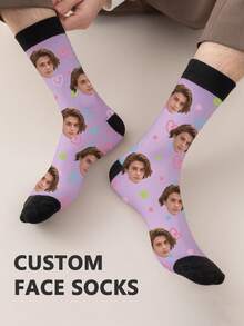 1 Đôi tất dài đến bắp chân in chữ và ảnh theo yêu cầu, tất in chữ "Người cha tuyệt vời nhất" và ảnh chàng trai đẹp trai, tất đôi dài đến bắp chân in hình ảnh độc đáo, thích hợp làm quà tặng Ngày của Cha, sinh nhật và các dịp khác. - Nhiều màu - Xem 2