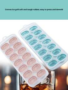 14-Cavity Silicone Ice Cube Tray With Lid, Ice Cube Mold, Freezer Storage Box - Multicolor - View 5