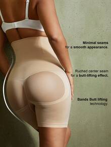 1 pieza Pantalones cortos moldeadores para mujer, panty de control de abdomen sin costuras - Albaricoque - Ver 2