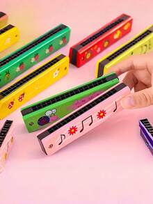 2pcs Cartoon 16-Hole Double-Row Harmonica, Musical Instrument Gift Suitable For Adult Beginners - Multicolor - View 6