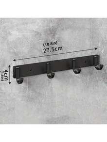 Modern Black Aluminum Wall Mounted Hook Rack For Bathroom Accessories, Perfect For Towels, Coats, Clothes And Storage Solutions, Stylish Bathroom Tools And Organizers For Home Decor - Black - View 6