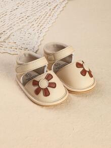 0-12 Months Infant Shoes, Autumn/Spring Girls Minimalist Leather Shoes, Durable Anti-Slip Cute Soft Bottom Toddler Shoes - Apricot - View 2