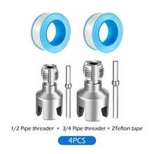 4Pcs/Set Internal & External Pipe Threading Tool(1/2'' 3/4'' Dies), 2026 New Function Pipe Thread Cutting Tool, Electric Drill Compatible PVC & Plastic Pipe Threader Kit For Home Repair - Multicolor - View 7