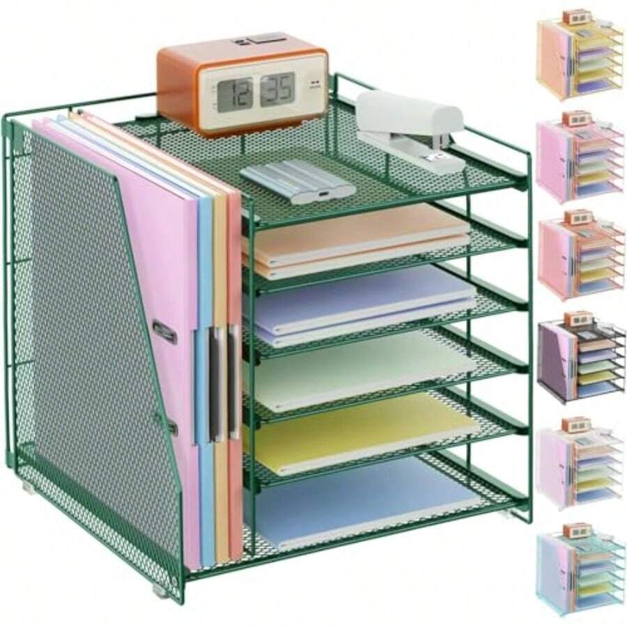 Gianotter Organizador de papel de 6 niveles con soporte para revistas organizadores de computadora y accesorios accesorios de computadora y organizadores de espacio de trabajo organizador de - Verde - Ver 1