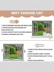 Self-Adhesive Window Screen Mesh Kit, Hook & Loop Easy Install, Breathable Anti Mosquito Insect Net, Removable Reusable Fly Screen For Home Windows - Black Mesh - View 3