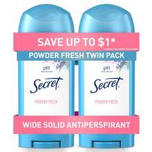 Secret Antiperspirant And Deodorant For Women, 24hr Sweat & Odor Protection, PH Balanced Protection, Gentle On Skin, Wide Solid, Powder Fresh Scent, 2.7 Oz (Pack Of 2) - 粉狀新鮮 - 查看 1