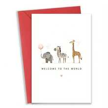 Welcome To The New Parents World Card, Adorable Watercolor Animal Design, Suitable For Grandson, Daughter, Son, Fun Party Gift For Young People's Shower Or Birthday, Interesting Illustrations, Gift Box, Souvenir - A - View 6