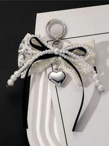 Y2K 可爱简约时尚串珠珍珠蝴蝶结，搭配心形吊坠，多功能 DIY 钥匙扣/包包挂件套装，钱包配件，带安全扣，可作手机壳挂件，适合情侣、女士、女孩和闺蜜日常外出佩戴。是节日礼物的理想之选，例如情人节、复活节、母亲节、独立日、婚礼季、毕业季等。 - 彩色 - 查看 7