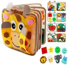 Montessori Busy Giraffe Book - Interactive 3D Shapes And Animals Toy Set! Sensory Development Toys For Toddlers, Perfect Travel Companion And Educational Gift For Children Aged 1-5 - Multicolor - View 14