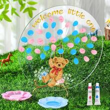 Gender Reveal Fingerprint Tree Guest Book, Gender Reveal Game, Boy Or Girl Gender Reveal Decorative Gift, Baby Shower Supplies (Elephant) - Multicolor 2 - View 4