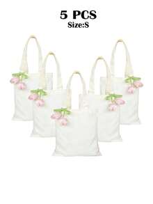 1/5/10 Pcs Set Of Reusable Canvas Tote Bags With Removable 3D Floral Decor, 4 Sizes Available, Gift Bags For Weddings, Bridal Showers, Baby Christenings, Holidays, Birthdays, Parties, Spring Events, SPA Parties, Candy Distribution, Guest Gifts, Employee Appreciation, Daily Shopping And Travel, Practical Gifts For Sisters, Friends, Mothers, Teachers, Classmates - View 16