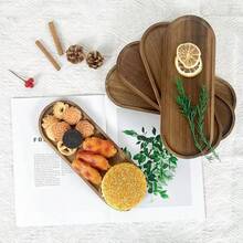 Oval Wooden Serving Tray, Food Party Decor, Small Bowl, Long Platter, Wooden Plate, Home Decor, Cheese Board, Cake & Dessert Plate, Appetizer Dish - Brown - View 6