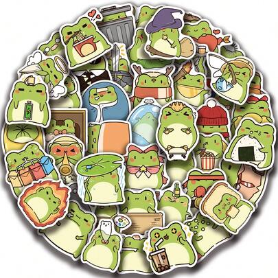 50pcs These Versatile Little Frog Stickers Are Creative Doodle Stickers, Perfect For Office Supplies, Mobile Phones, And Computers. They Are High-Quality, Durable, Exquisite, And Cool. The Fun And Classic Colorful Cartoon Designs Make Them Great Gifts, Decorations, And Phone Case Decorations. Reusable And Colorful Cartoon Designs, Suitable For Water Bottles, Skateboards, Mobile Phones, Etc. Perfect For School Supplies And A Top Choice For Holiday Gifts.