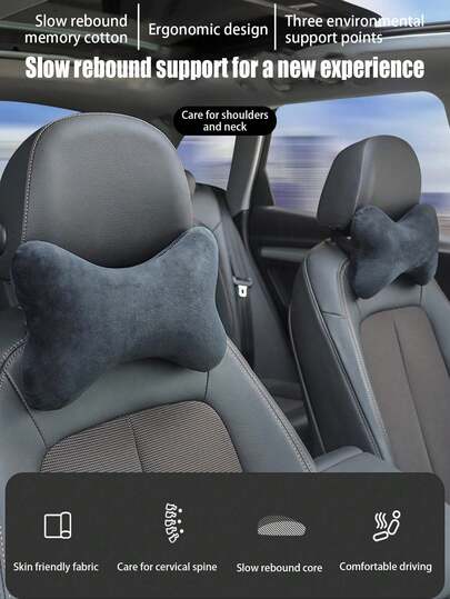 1/2 Packs Car Headrest, Car Neck Protection Pillow, Car Headrest, Cervical Pillow, Neck Cushion, Car Interior Products, Suitable For Driving, Home, Office Seats, Relieve Neck Pain And Pressure, Car Pillow, Car Seat Cushion