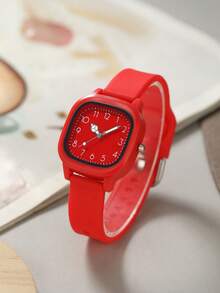 10只装女士礼品硅胶手表，时尚休闲方形表盘石英腕表组合套装（不含表盒） - 彩色 - 查看 6