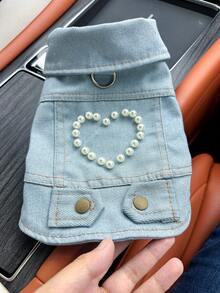 PETCIRCLE 1pc Pet Clothes, Dog Jacket Coat, Heart Design, For Small Dogs - Blue - View 1