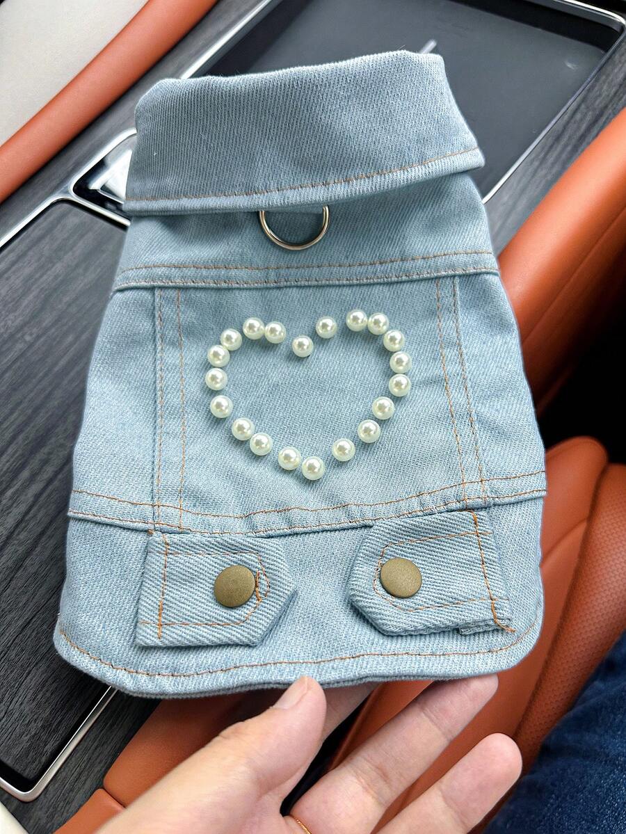 PETCIRCLE 1pc Pet Clothes, Dog Jacket Coat, Heart Design, For Small Dogs - Blue - View 1