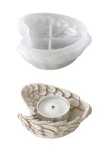 DIY心形羽毛翅膀造型首饰收纳饰品硅胶模具香薰烛台石膏水泥混凝土浇铸模具水晶烛台环氧树脂滴胶模具 - 白色矽膠模具 - 查看 3