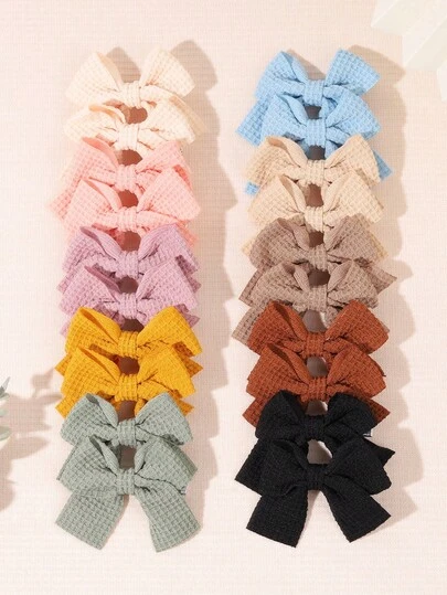 10 piezas Pasadores de pelo de lazo de unicolor, amigables con el cuero cabelludo, tonos apagados, estilo Ins
