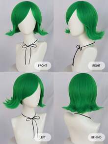 Tóc giả bob màu xanh lá cây tươi tắn với mái bằng, sóng xoăn tự nhiên hướng vào trong, hoàn hảo cho ngày lễ Thánh Patrick, các bữa tiệc, cosplay và diện mạo hàng ngày. - Nhiều màu - Xem 9