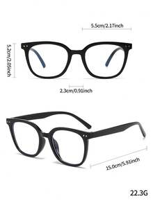 1 chiếc kính mắt vuông kiểu Y2K dễ thương, phong cách thường ngày, unisex, tròng trong suốt, thích hợp cho các bữa tiệc. - màu đen - Xem 3