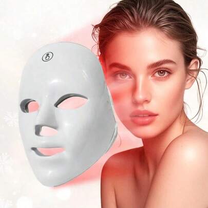 [7-Color LED Beauty Mask] 7-Color Touch LED Beauty Mask Device, Adjustable Intensity, Rechargeable Lithium Battery, USB Charging, Odorless, Suitable For Home Use, An Ideal Gift For Mothers And Girlfriends.