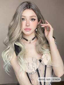 22 Inch Ombre Blonde Long Curly Wig, Heat Resistant Synthetic Fiber, U-Part Lace, Big Body Wave, Fashion Wig For Women Daily Wear - Blonde Ombre - View 3