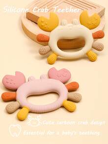 1pc Silicone Baby Teether Crab Shaped Multi-Texture Infant Chewing Toy, Baby Accessories Gift For Boys & Girls - Multicolor - View 4