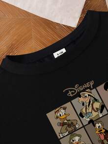 Disney 男婴两件套，图案短袖上衣和纯色短裤，适合各种场合的儿童度假服装 - 黑色 - 查看 3