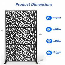 Pantalla de privacidad exterior de metal - Patrón de hojas - Ver 2