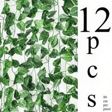 12 Pieces Artificial Ivy Leaf Garlands In Permanent Green, 3D Synthetic Green Vine Hanging Decoration, Plastic Plant Wreath For Indoor/Outdoor Use, Home, Garden, Wedding, Baby Shower, Housewarming - No Electricity Required Gift For Birthday, Graduation, Garden Decoration, Outdoor Plant, Gardening, Artificial Flowers - 12 Pieces - View 13