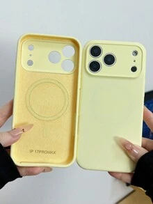 奢華液態矽膠磁吸手機殼，適用於 iPhone 17 ProMax、17 Pro、17 Air、17、16 Plus、15、14、13、12 Pro Max，支援無線充電，光滑表面 - 乳黃色 - 查看 5