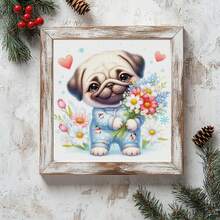 一套 - 可爱的情人节十字绣套件,DIY针线艺术材料,11CT十字绣装饰画,创意手工礼物。完整的家居装饰印花十字绣工艺品,适合家居装饰编织艺术。不含画框。 - 萌寵情人節 - 查看 4