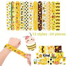 24 piezas de pulseras de presión con temática de abeja - Pulseras de PVC energéticas con 12 patrones únicos de abeja y panal, adecuadas para fiestas de cumpleaños, actividades en el aula, Halloween, Navidad y otros eventos y fiestas con temas - Conjuntos - Ver 3