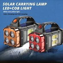 Durable Multi-Function Lighting Lamp, Portable Solar & USB Rechargeable LED Flashlight, High-Power Solar LED Torch, Rugged Portable Design, Suitable For Camping, Emergency, Outdoor Work, Hiking, Fishing And Other Activities, An Essential Emergency Lighting And Multi-Purpose Lighting Lamp For Trekking, Providing High-Quality Illumination. - Multicolor - View 9